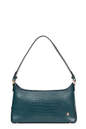 sac à main Victoire synthétique effet croco vert émeraude Hexagona