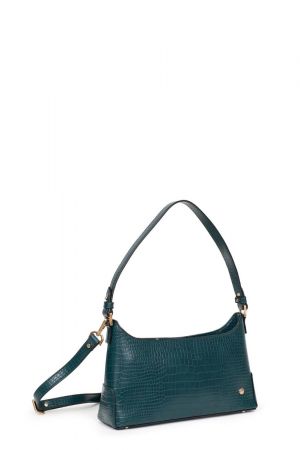 sac à main Victoire synthétique effet croco vert émeraude Hexagona