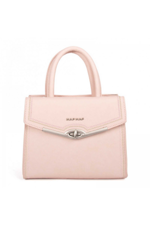 Sac à main femme carré rose pâle, logo NAFNAF avant