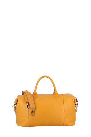 sac de voyage en cuir 45cm avec bandoulière JUMP gamme Uppsala jaune curry