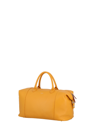sac de voyage en cuir 45cm avec bandoulière JUMP gamme Uppsala jaune curry