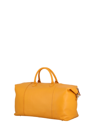 sac de voyage 50 cm en cuir jaune curry gamme Uppsala par Jump avec bandoulière