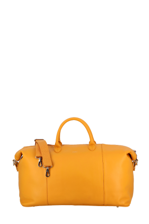 sac de voyage 50 cm en cuir jaune curry gamme Uppsala par Jump avec bandoulière