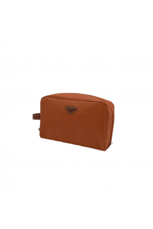 trousse de toilette Jump Uppsala en toile enduite et cuir orange terracotta