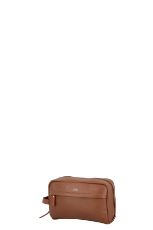 trousse de toilette en cuir caramel gamme Uppsala par Jump
