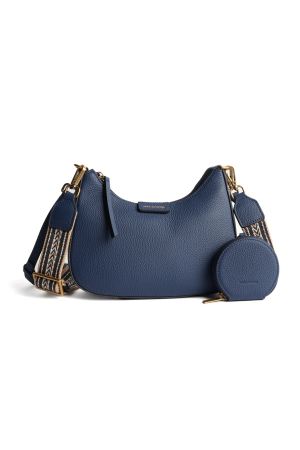 Petit sac demi-lune Giulia par Mac Alyster en cuir bleu