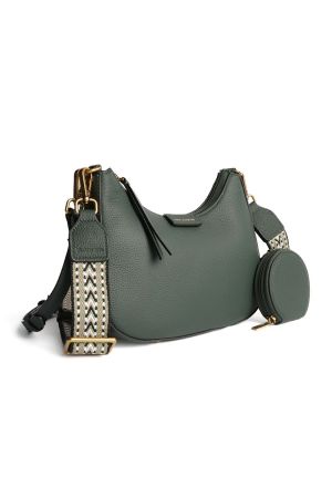 Petit sac demi-lune Giulia par Mac Alyster en cuir vert