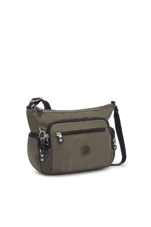 sac à bandoulière Kipling Gabbie S en matière imperméable vert kaki