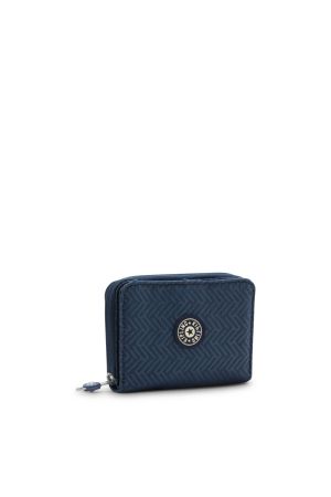 portefeuille zippé Kipling Money Love M bleu navy à motifs chevrons