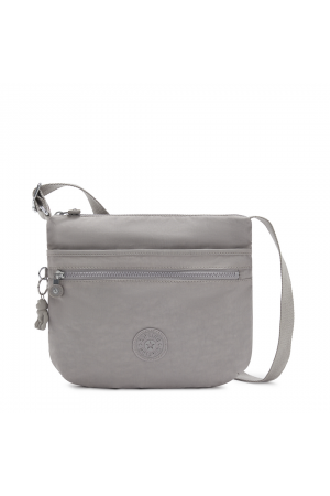 Sac bandoulière arto gris, pochette zippée avant et porte-clés gauche