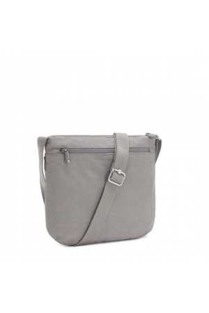 Sac bandoulière arto gris, pochette zippée avant et porte-clés gauche