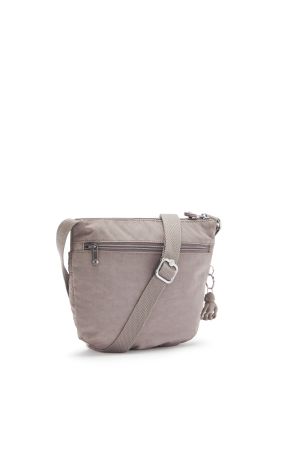 Sac bandoulière demi-lune ARTO avec poche zippée avant, porte-clé singe kipling