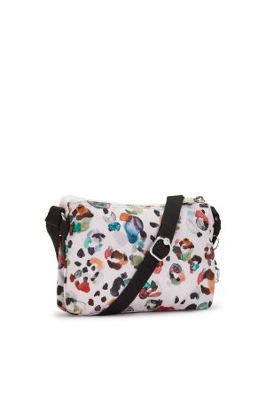 Sac bandoulière carré blanc CREATIVITY avec décors taches de peintures aquarelles 