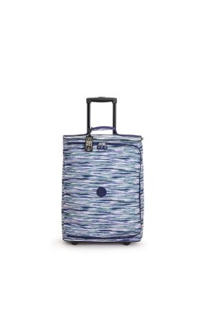 sac de voyage cabine à roulettes Kipling Teagan XS en toile rayé bleu ciel