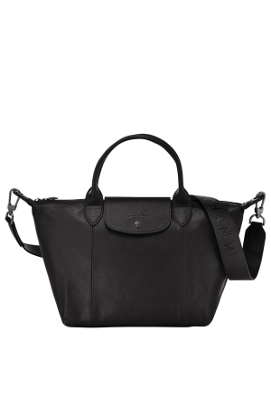 Sac porté main S - Le Pliage Cuir  noir| LONGCHAMP