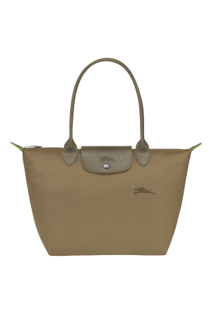 Sac cabas M Le Pliage Green par Longchamp en toile taupe