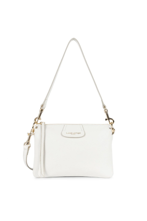 pochette bandoulière Lancaster Dune en cuir grainé blanc