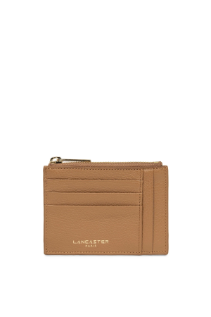 porte-cartes Lancaster Dune en cuir grainé camel