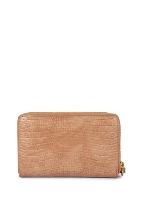 portefeuille ligne Exotic Lancaster en cuir grainé effet reptile camel