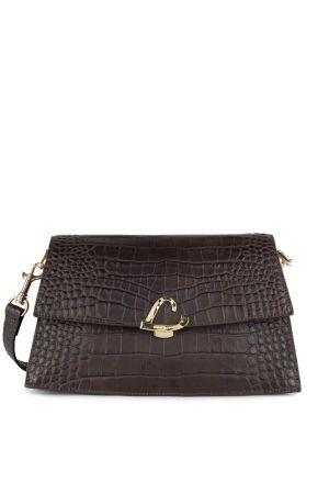 sac trotteur avec rabat et bandoulière cuir reptile Exotic Philia Lancaster