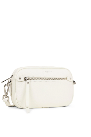 sac bandoulière Lancaster Firenze en cuir grainé blanc