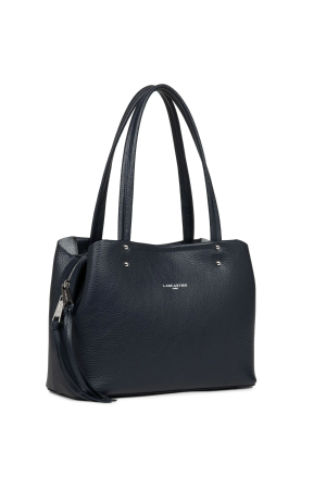 sac à main Lancaster Foulonné Double en cuir grainé navy