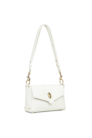 sac trotteur à rabat Lancaster Foulonné Double en cuir grainé blanc