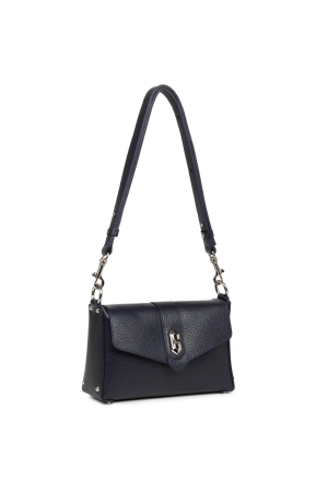 sac trotteur à rabat Lancaster Foulonné Double en cuir grainé navy