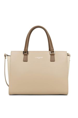 Sac cabas en cuir lisse lancaster, ligne SMOOTH, beige