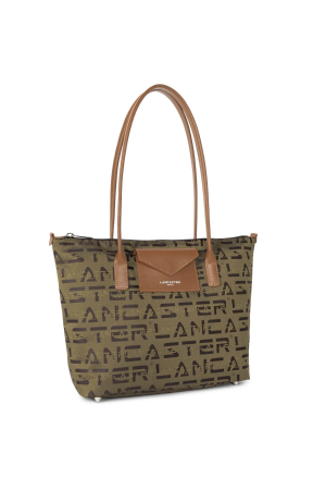 sac cabas épaule Lancaster Logo KBA en toile et cuir marron