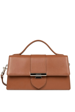 sac baguette Lancaster Paris ILY en cuir lisse camel