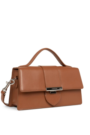 sac baguette Lancaster Paris ILY en cuir lisse camel