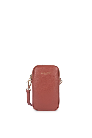 pochette téléphone Lancaster Dune en cuir grainé rouge