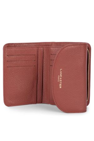 portefeuille dos à dos à rabat Lancaster Dune en cuir grainé bois rouge
