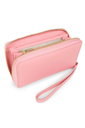 portefeuille compagnon Lancaster Dune en cuir grainé rose