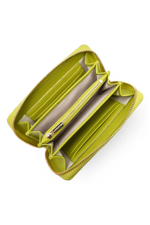 portefeuille compagnon zippé Lancaster Dune en cuir grainé vert forêt