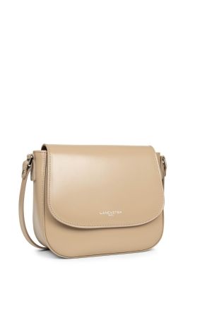 Sac rabat en cuir lisse beige LANCASTER