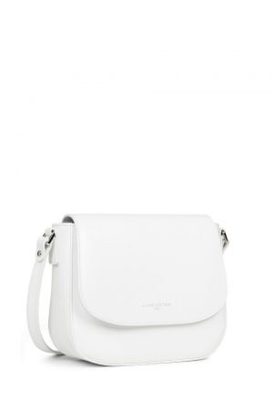 Sac bandoulière rabat SMOOTH EVEN  blanc face 