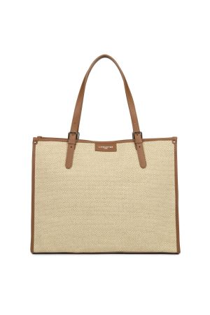 Sac cabas épaule toile et cuir Actual Midi - LANCASTER