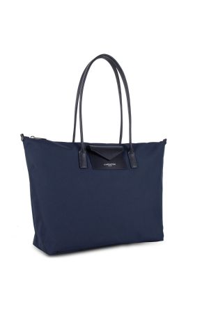 Sac cabas épaule SMART KBA bleu foncé avec mini pochette avant à rabat LANCASTER
