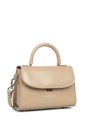 Sac à main rabat en cuir lisse beige lancaster