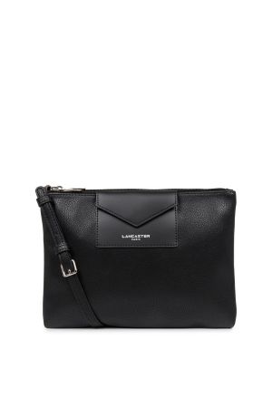 Sac Pochette double Maya vinyle + cuir bi matière et couleur noir