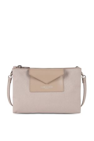 Sac trotteur SMART KBA beige avec pochette rabat sur le devant griffée de la marque LANCASTER