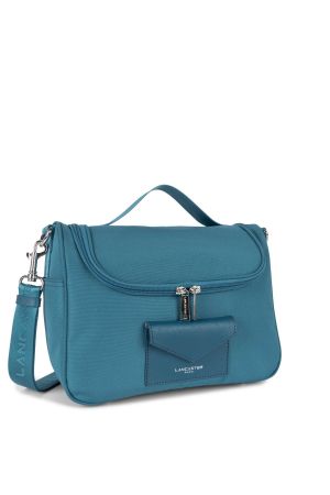 sac vanity en nylon avec bandoulière Lancaster Smart Kba bleu paon