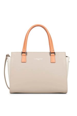 sac à main Lancaster Smooth en cuir lisse beige