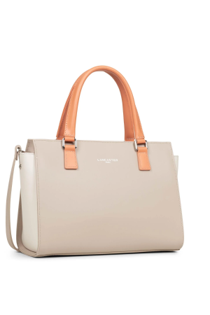 sac à main Lancaster Smooth en cuir lisse beige