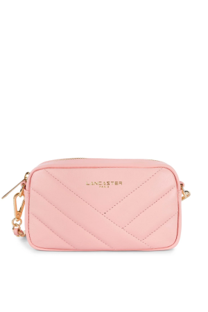 mini pochette Lancaster Soft Matelassé en cuir matelassé rose