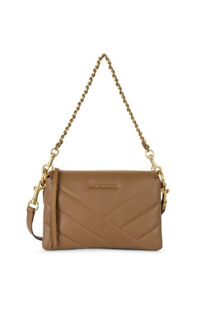 Petite pochette bandoulière Soft Matelassé camel - LANCASTER