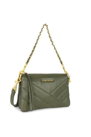 petite pochette Soft Matelassé Lancaster cuir kaki