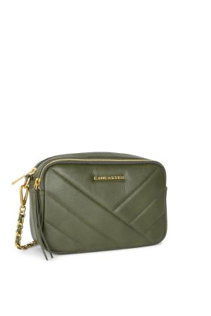 sac trotteur à bandoulière en cuir de vachette pleine fleur matelassé Lancaster Soft Matelassé